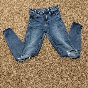 American Eagle Outfitters Blue Distressed Skinny Jeans